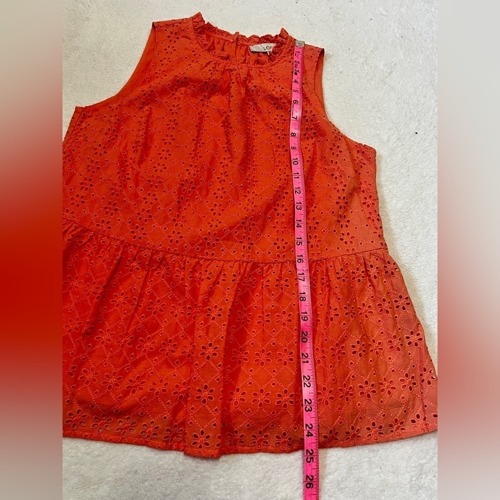 LOFT NWT Coral Eyelet Lace Peplum Tank Top - Small - Picture 4 of 11